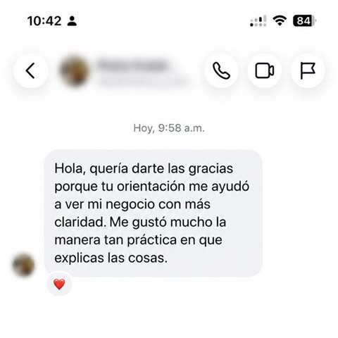 Mensaje de agradecimiento real: la orientación ayudó a ver el negocio con más claridad