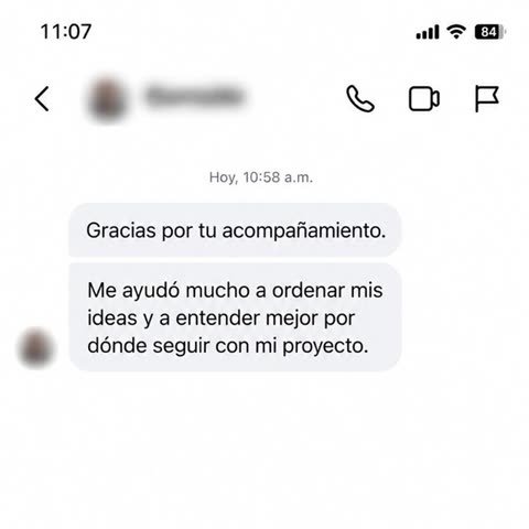 Mensaje de agradecimiento real por el acompañamiento y ayuda a ordenar ideas