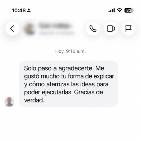 Mensaje de agradecimiento real por la forma de explicar y aterrizar las ideas